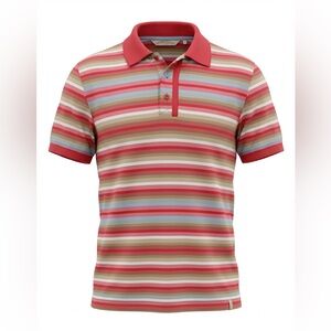 TED BAKER MENS POLO SHIRT SIZE 4 ORANGE STRIPED